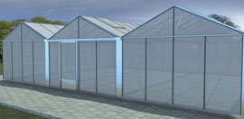 Gewächshäuser drei-schiffig