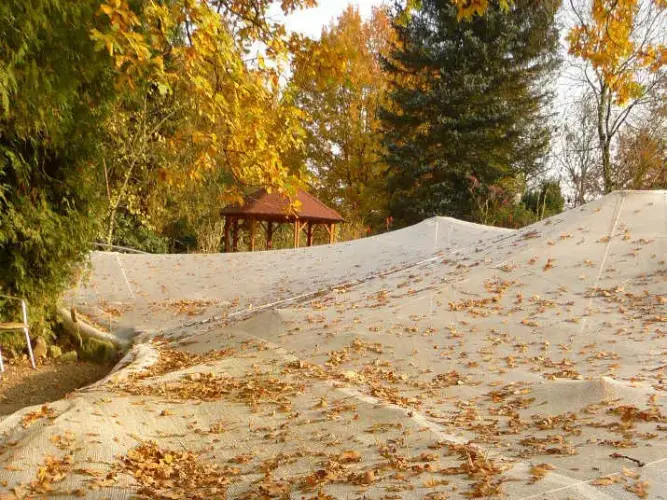 Teich im Herbst abdecken
