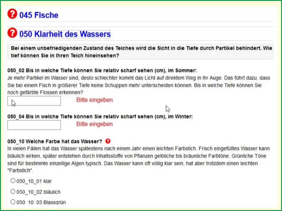 Kostenloses Teich-Tagebuch