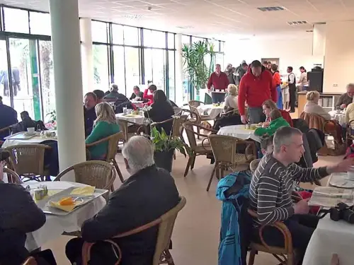 Seminar-Teilnehmer werden im Palmen-Bistro versorgt