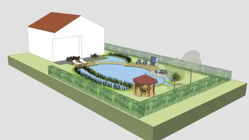 3D-Modell auf einem Grundriss oder einer Skizze