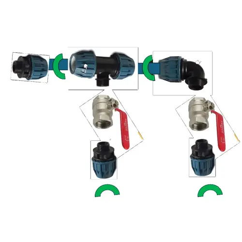Anschluss-Set, 2 Spülleitung, 25 mm, absperrbar