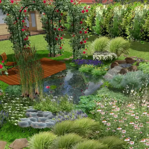 Naturteich "Libelle", preiswerte Bauweise mit Teichfolie Premium Grün, 1,0mm