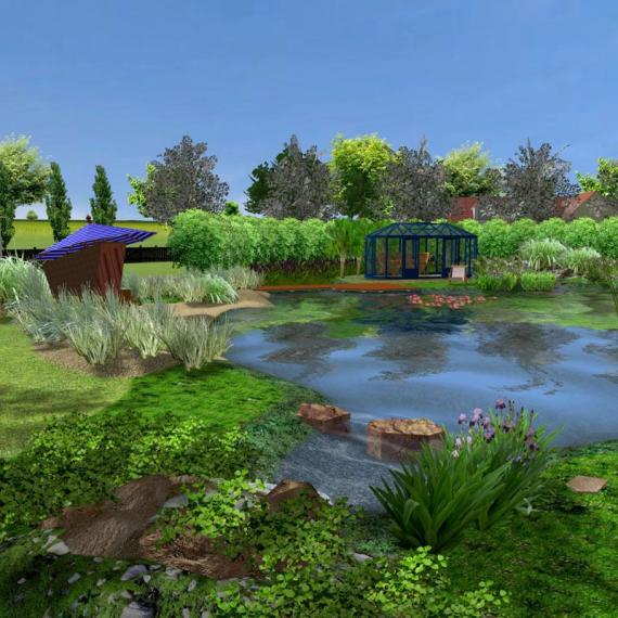 Schwimmteich 600 m³, bessere Bauweise mit Teichfolie Standard+, 1,0mm, schwarz