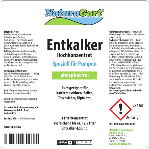 Artikelbild 2 des Artikels “NaturaGart Entkalker Hochkonzentrat “