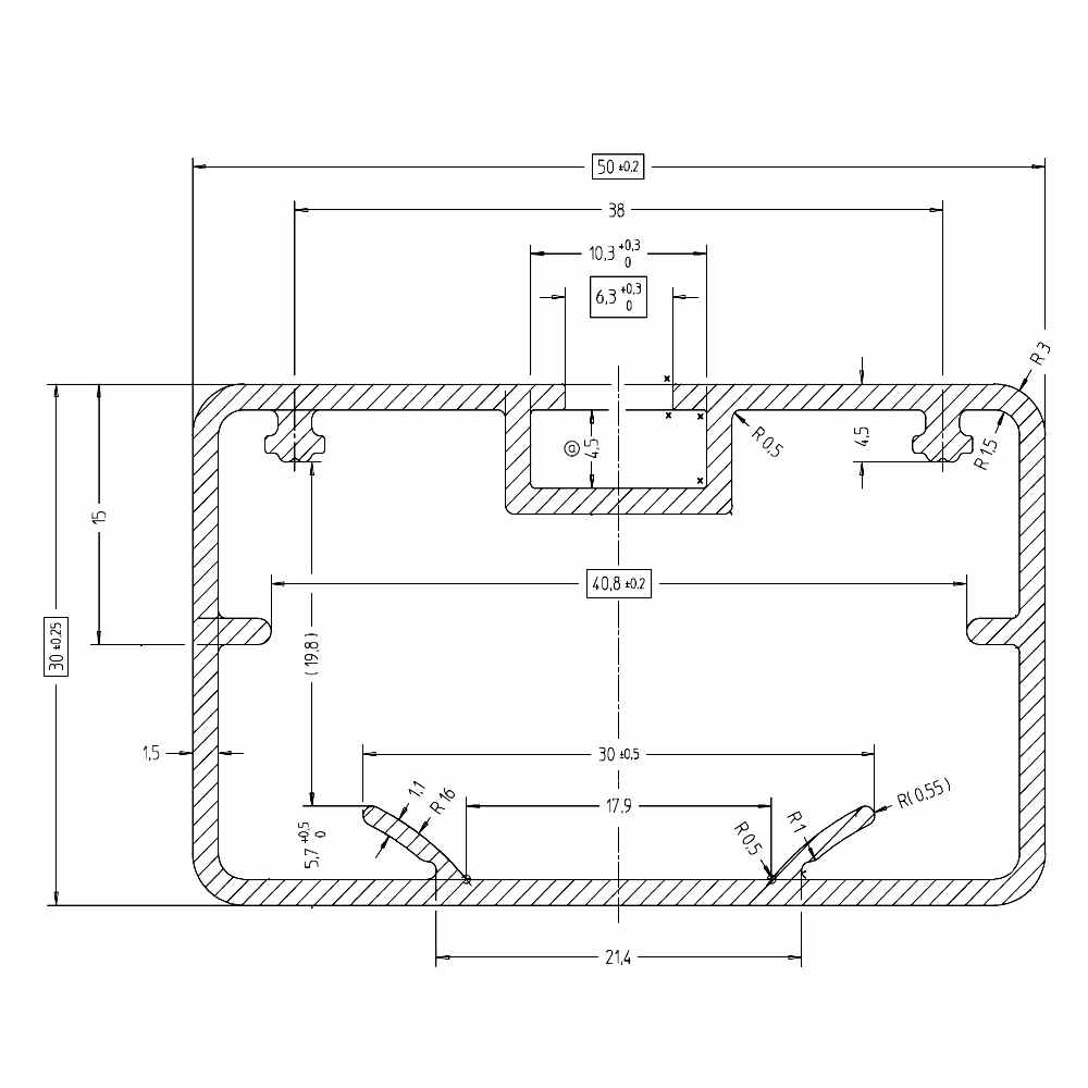 Artikelbild 2 des Artikels “Aluprofil 30 x 50 mm, 1-Nut “