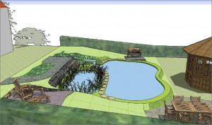 3D-Ansicht einer Teichbau-Planungshilfe