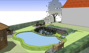 3D-Ansicht einer Teichbau-Planungshilfe