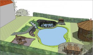 3D-Ansicht einer Teichbau-Planungehilfe