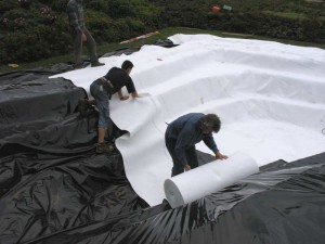 Wenn der Aushub fertig ist, kann die Sicherungsfolie in der Grube bleiben